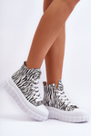 Dámske vysoké tenisky, biely vzor zebra zebra