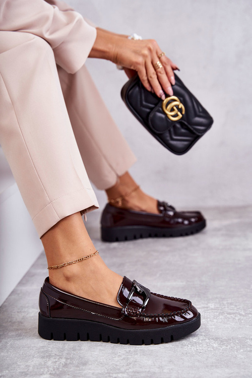 Lakované Mokasíny Na Platformě Burgundské Kjersti