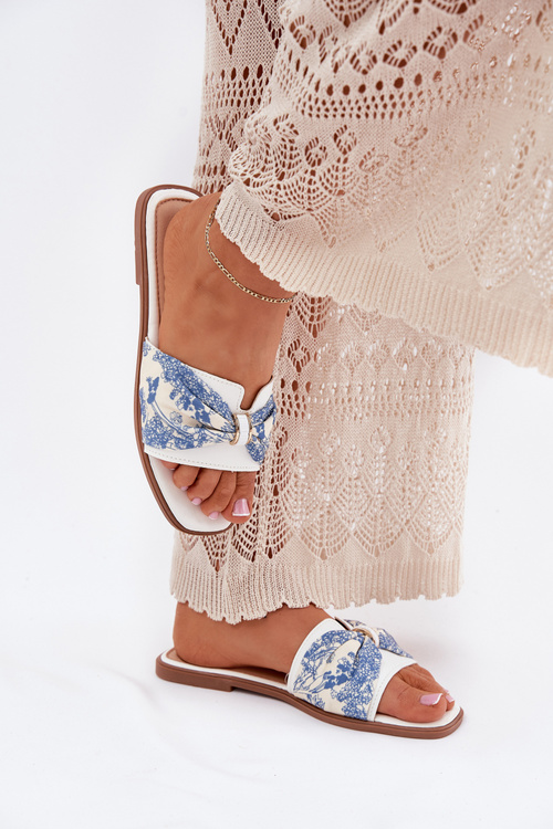 Dámske Ploche Sandále S Mašľou Biele Avenza