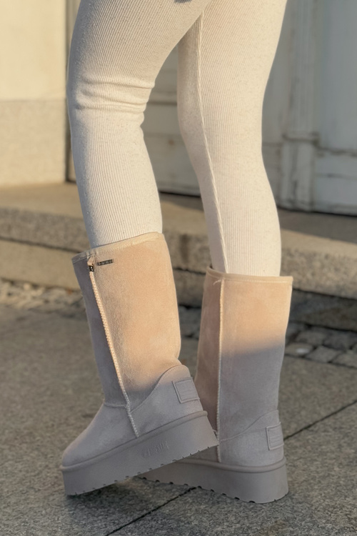 Vysoké Snehové Topánky Na Platforme Big Star OO274894 Svetlo Béžové