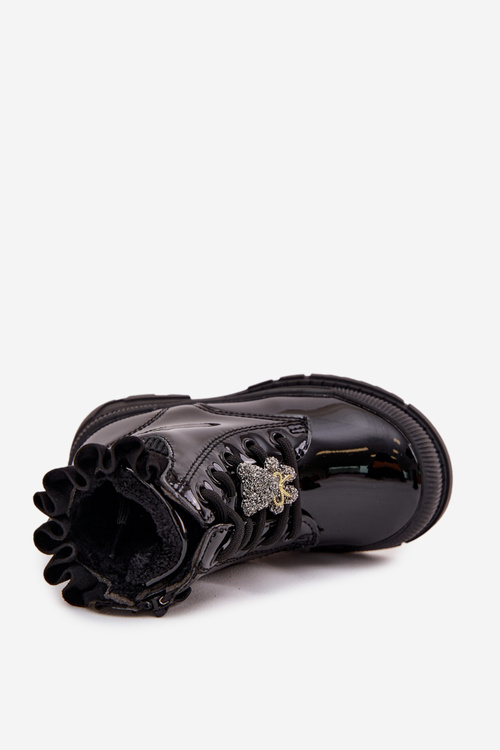 Dětské lakované botky na zip černé Felori