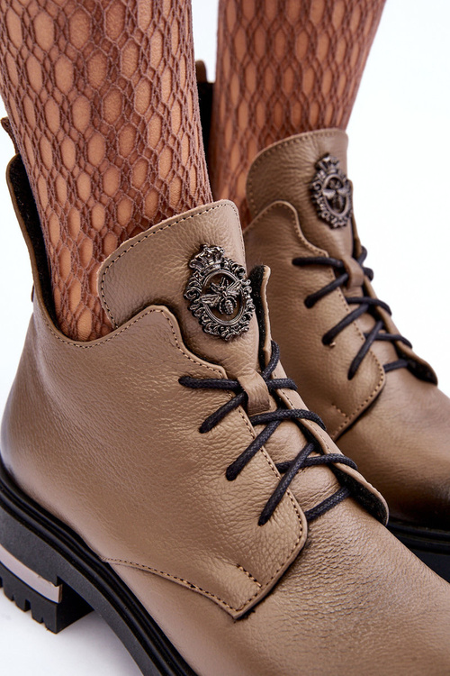 Dámske ploché kožené topánky béžové lemar charline