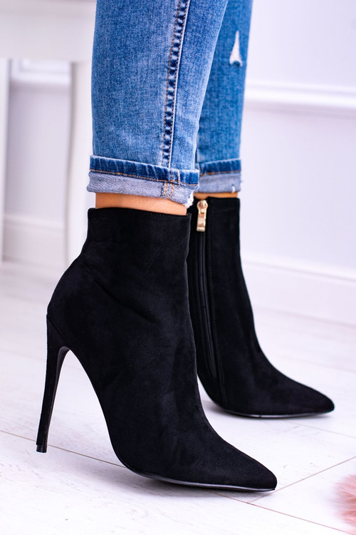 Lu Boo Black Suede topánky na vysokých podpätkoch Veneci