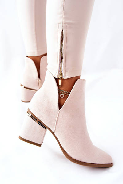 Ženské semišové topánky s výrezmi béžový noel