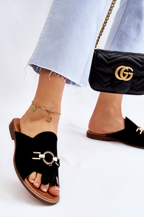 Dámské semišové pantofle Lewski Boty 3226 Černá