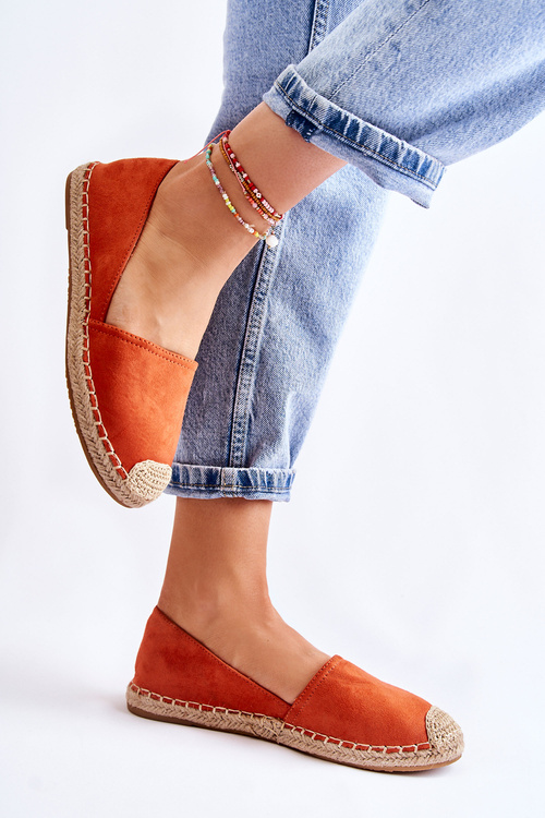 Klasické ženské semišové espadrilles oranžová Clarice