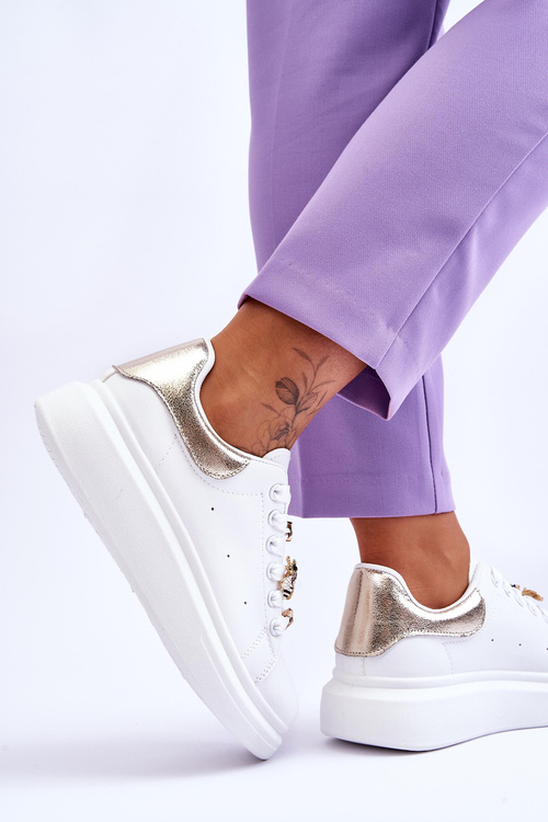 Dámská sportovní obuv na masivní platformě bílé a zlato Chante