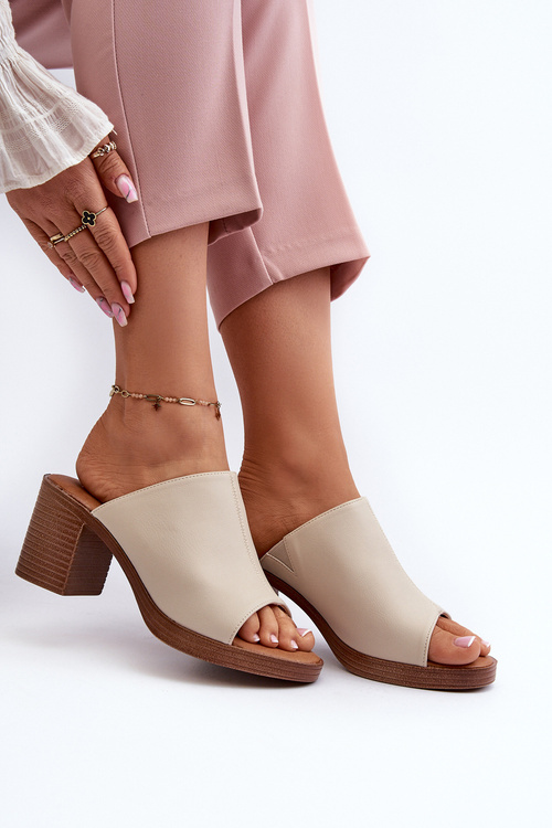 Elegantné Ľahké Dámske Sandále Na Podpätku Bežové Varnila