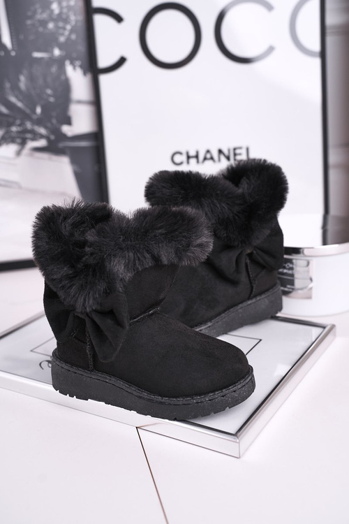 Dětské sněhule teplé s kožešinou černé Vella