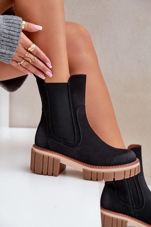 Kotníkové Boty Na Zip Zateplené Černé Linneviae