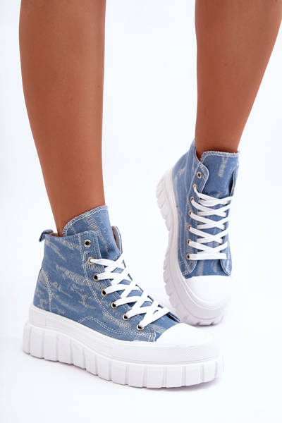 Dámské vysoké materiálové tenisky modré Degas