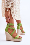 Pohodlné sandály na vysokém klínu zelené Lemira