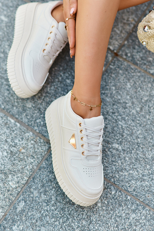 Dámské tenisky z eko kůže na masivní platformě světle béžové Chrisstin