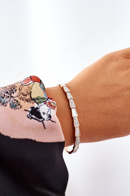 Náramek S Kubickým Zirkonem S Perlou Růžové Zlato