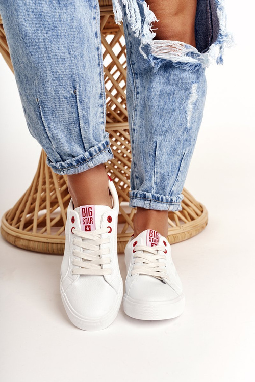 Dámské Kožené Tenisky BIG STAR BB274210 Bile červené