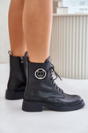 Kožené botky worker s teplou podšívkou na zip černé Elosie
