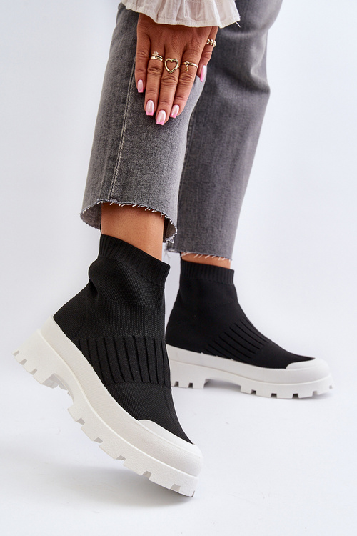 Dámske topánky s ponožkovitým zvrškom čiernej farby Fiename