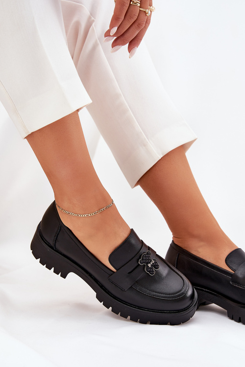 Dámské Kožené Mokasíny S Připínacím Medvědem Vinceza 18109 Černé