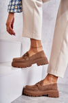 Dámske semišové topánky s dekoráciou Dark Beige Leeza
