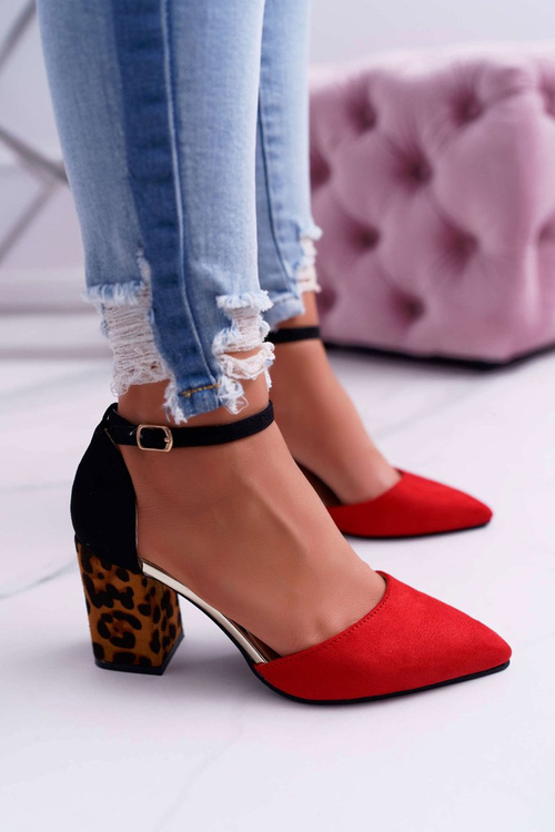 Dámske čerpadlá na červenej leopardovej tlači Ferri