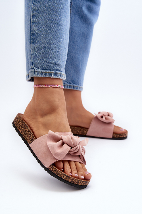 Dámske ružové papuče s mašľou Ezephira