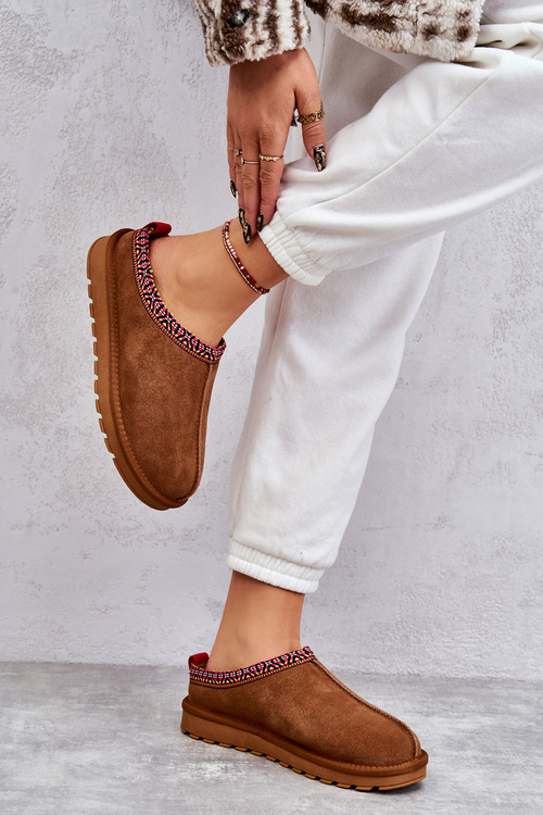 Dámska semišová papie s ťavou ťavou kožušinou