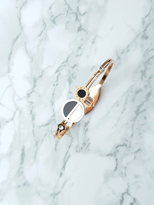 Dámský Náramek Ocel Římské číslice Zirkony růžové zlato Wega