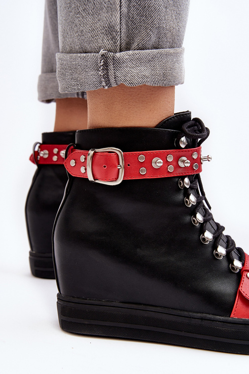 Dámské Teplé Klínové Boty S Tryskami Semišové Černé Lu Boo