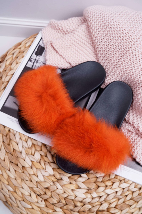 Dámské Nazouváky s kožešinou Oranžové Naturis