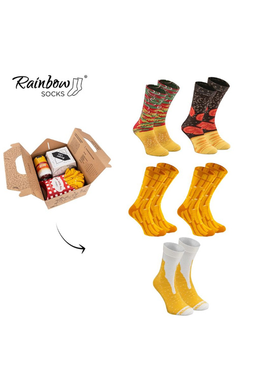 Rainbow Socks Jídlo Ponožky Box Burger Hranolky Pivo 5 párů