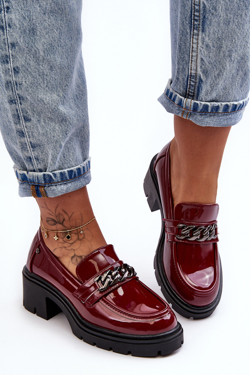 Dámské Laky Polobotky Na Nízkém Podpatku Bordové Blimma