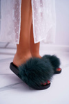 Dámské Nazouváky s Kožíškem zelené Mellow