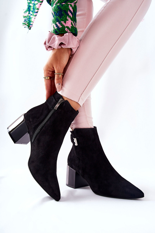 Kožené Boty Na Podpatku Laura Messi černé 2354