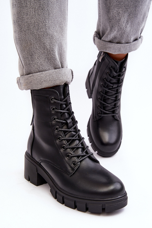 Dámské zateplené botky workery na zip černé Evrarda