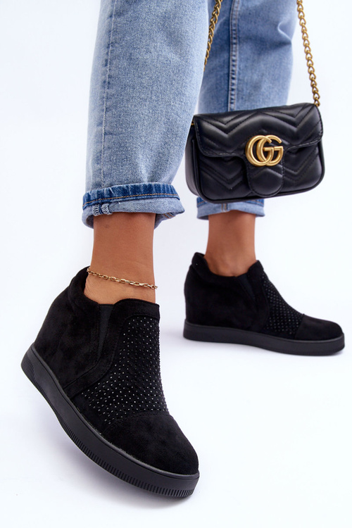 Nízké semišové zdobené botky Dámské Černé Afarena