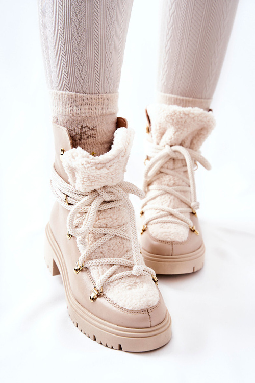 Kožené topánky viazané lewski svetlo béžová 3116