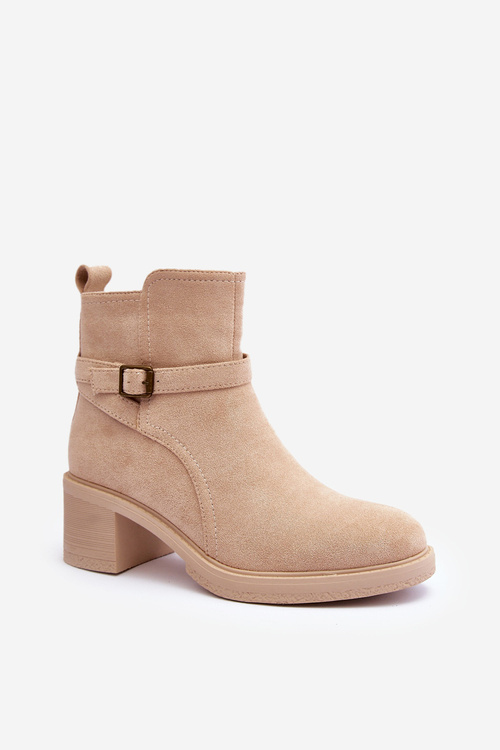 Zamszové Botky Se Sponou Bežové Neste