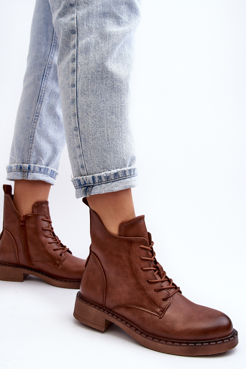 Klasické dámské botky na plochém podpatku hnědé Ballisa