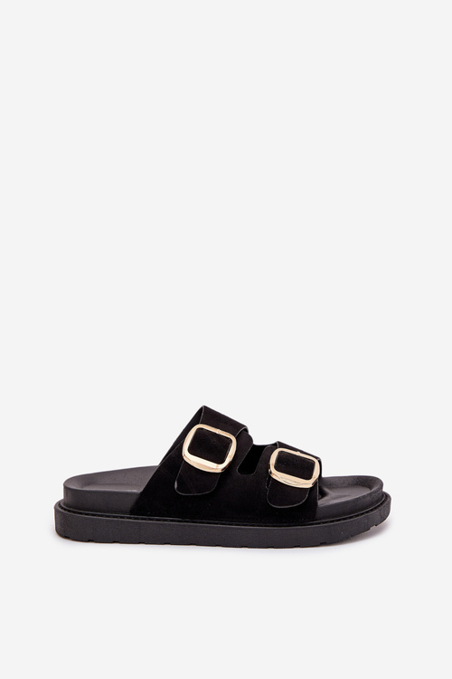 Dámske Sandále Na Platforme So Zlatými Prackami Čierne Verena