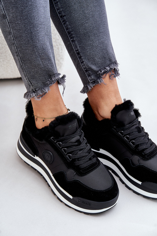 Dámske Zateplené Tenisky Na Platforme Big Star OO274A216 Čierne