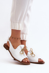 Kožené ploché sandále Zazoo 2898 biele