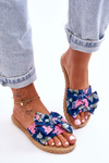 Dámske flip -flops s tkaninou Blossom Navy Blue Bow