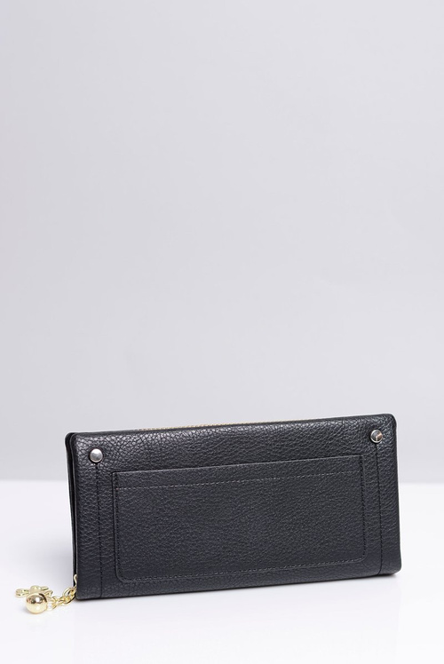 Veľká dámska čierna peňaženka s vreckom