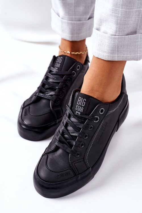 Dámske kožené tenisky veľká hviezda II274029 čierna