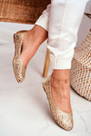 Lu Boo Dámske zlaté baleríny Openwork prenášanie