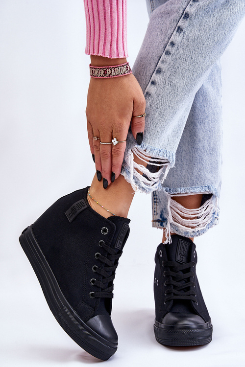 Vysoké tenisky na skrytom klinoch Big Star LL274034 čierna