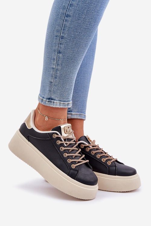 Snímače na platformě s ozdobnými šňůrkami černé Fonetha