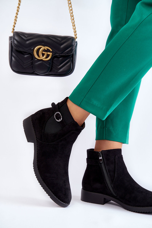 Dámské zateplené boty Semišove Jodhpur Černé Janette