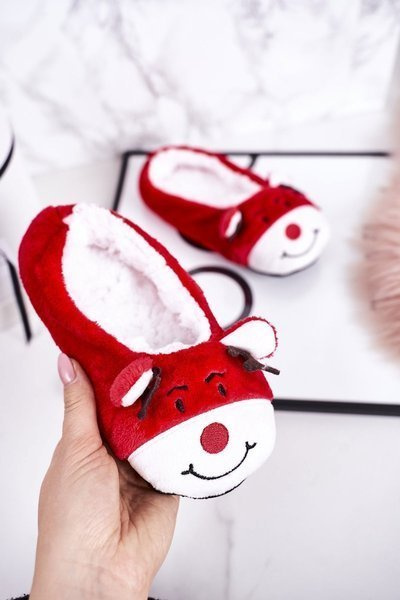 Dětské Vánoční Pantofle Se Sobem1 Červené Xmas