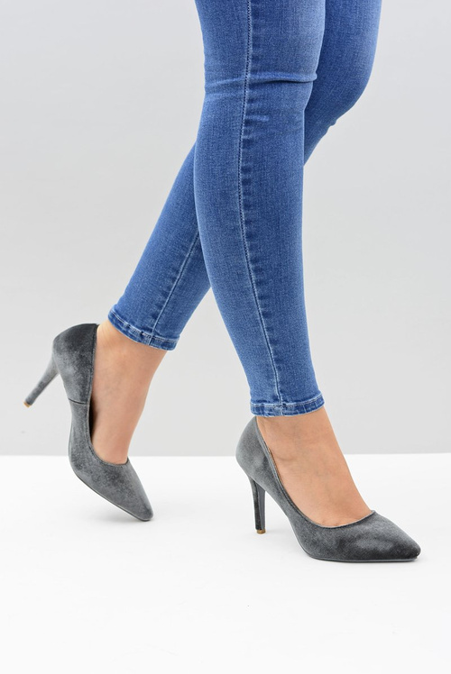 Dámské lodičky na jehlovém podpatku Lu Boo Šedá Velvet